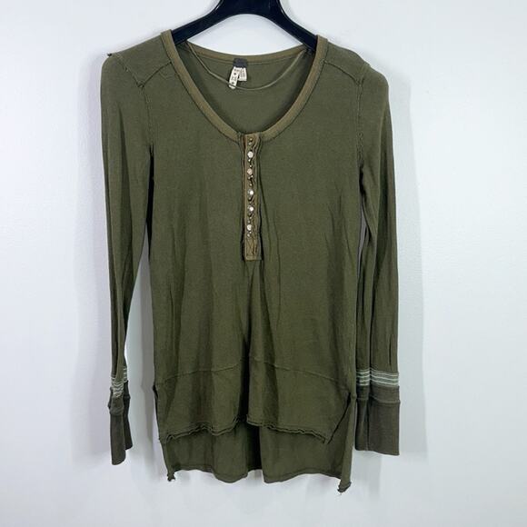 Free people khaki green long sleeve tunic top size XS - Picture 1 of 6